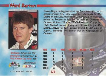 1995 Maxx Premier Series - Update #U4 Ward Burton Back