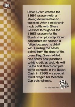 1995 Press Pass - Red Hot #114 David Green Back