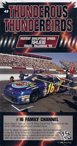 1995 Press Pass Optima XL - Die Cut #43 Ted Musgrave's Car Back