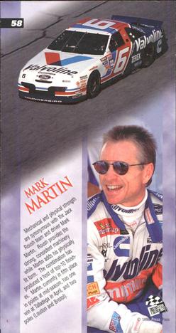 1995 Press Pass Optima XL - Red Hot #58 Mark Martin Back