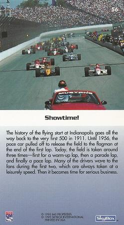 1995 SkyBox Indy 500 #56 Showtime! Back