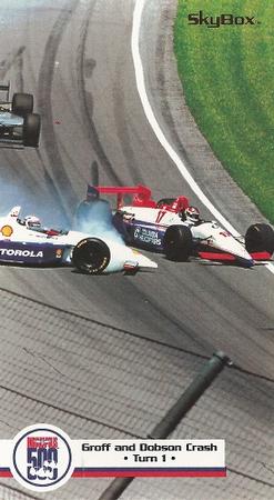 1995 SkyBox Indy 500 #60 Groff and Dobson Crash • Turn 1 • Front