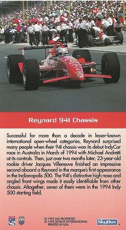 1995 SkyBox Indy 500 #7 Reynard 941 Chassis Back
