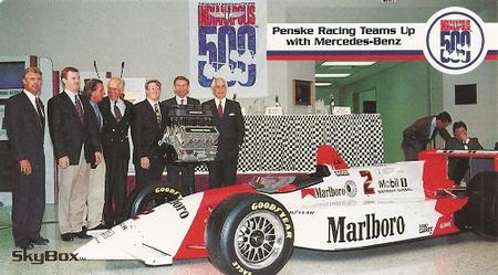 1995 SkyBox Indy 500 #8 Penske Racing Teams Up with Mercedes-Benz Front