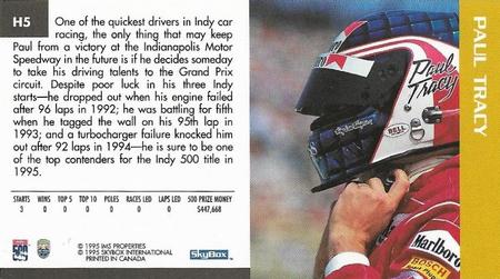 1995 SkyBox Indy 500 - Heir to Indy #H5 Paul Tracy Back