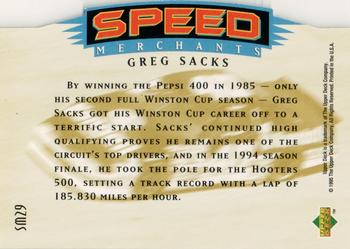 1995 SP - Speed Merchants Die Cuts #SM29 Greg Sacks Back