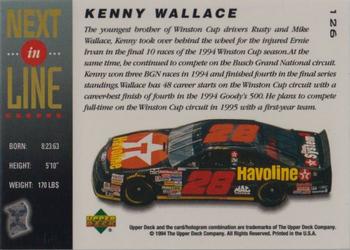 1995 Upper Deck - Silver Signature / Electric Silver #126 Kenny Wallace Back