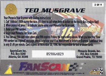 1996 Action Packed Credentials - Fan Scan #5 Ted Musgrave Back