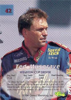 1996 Classic - Printer's Proof #42 Ted Musgrave Back