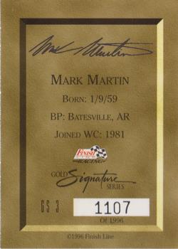 1996 Finish Line - Gold Signature #GS 3 Mark Martin Back