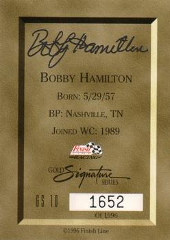 1996 Finish Line - Gold Signature #GS 10 Bobby Hamilton Back