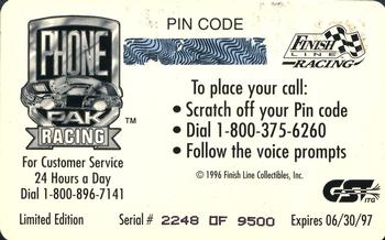 1996 Finish Line Phone Pak #NNO Mark Martin Back