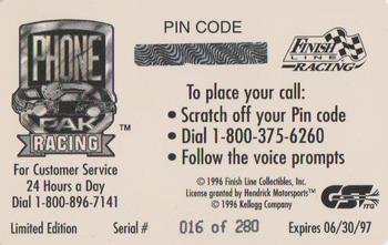 1996 Finish Line Phone Pak - $100 #4 Terry Labonte Back