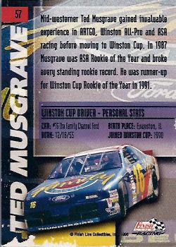 1996 Finish Line - Printer's Proof #57 Ted Musgrave Back