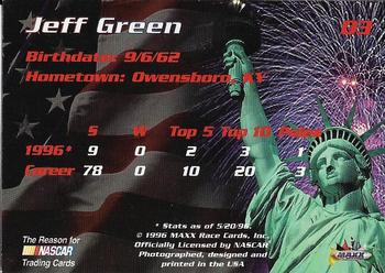 1996 Maxx Made in America #03 Jeff Green Back