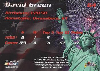 1996 Maxx Made in America #64 David Green Back