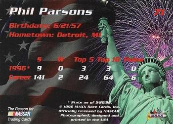 1996 Maxx Made in America #71 Phil Parsons Back