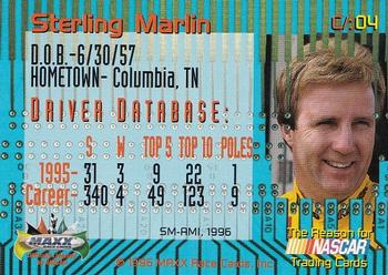 1996 Maxx Odyssey #C/:04 Sterling Marlin Back