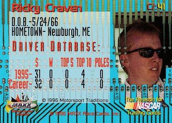 1996 Maxx Odyssey #C/:41 Ricky Craven Back