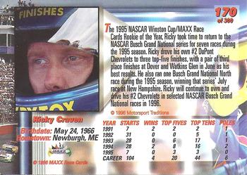 1996 Maxx Premier Series #170 Ricky Craven Back
