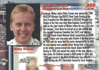 1996 Maxx Premier Series #260 Ricky Craven / Winston Cup Rookie of the Year Back