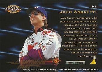 1996 Pinnacle Pole Position - Lightning Fast #94 John Andretti Back