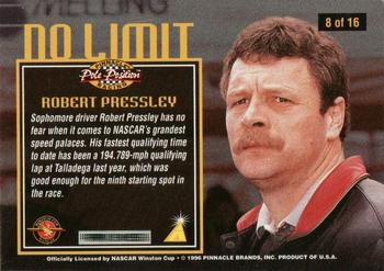 1996 Pinnacle Pole Position - No Limit #8 Robert Pressley Back