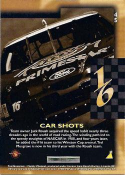 1996 Pinnacle - Artist's Proof #45 Ted Musgrave's Car Back