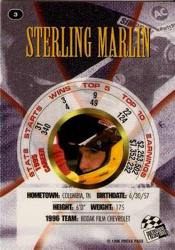 1996 Press Pass Premium - Holofoil #3 Sterling Marlin Back