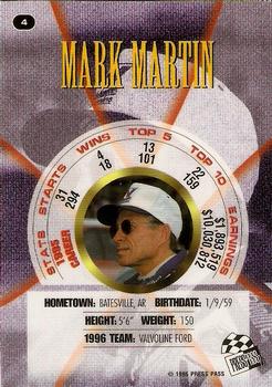 1996 Press Pass Premium - Holofoil #4 Mark Martin Back