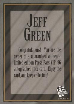 1996 Press Pass VIP - Autographs #NNO Jeff Green Back