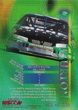 1996 Wheels Crown Jewels Elite - Emerald #24 Ward Burton Back