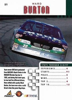 1997 Pinnacle - Artist Proofs #51 Ward Burton's Car Back