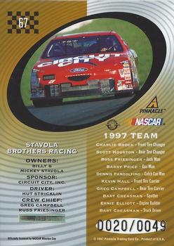 1997 Pinnacle Totally Certified - Platinum Gold #67 #8 Stavola Brothers Racing Back
