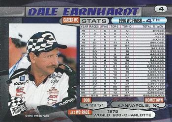 1997 Press Pass - Lasers #4 Dale Earnhardt Back