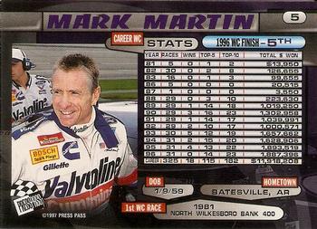 1997 Press Pass - Lasers #5 Mark Martin Back