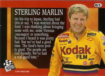 1997 Press Pass - Lasers #61 Sterling Marlin's Car Back