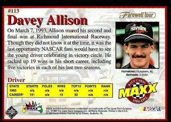 1998 Maxx 10th Anniversary #113 Davey Allison Back
