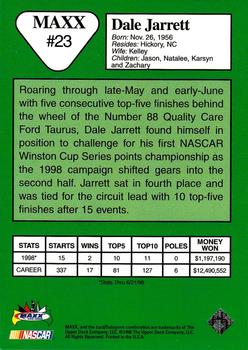 1998 Maxx 10th Anniversary #23 Dale Jarrett Back