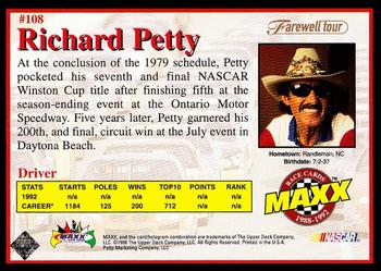 1998 Maxx 10th Anniversary #108 Richard Petty Back