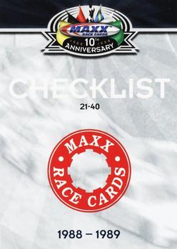 1998 Maxx 10th Anniversary #128 Checklist 21-40 Front
