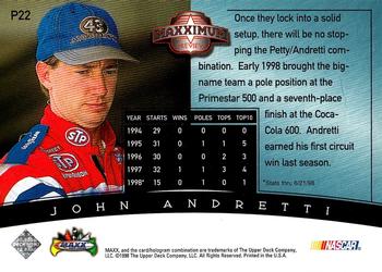 1998 Maxx 10th Anniversary - Maxximum Preview #P22 John Andretti Back