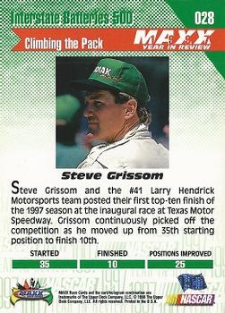 1998 Maxx 1997 Year In Review #028 Steve Grissom Back