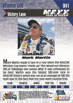 1998 Maxx 1997 Year In Review #041 Mark Martin Back