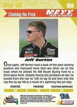1998 Maxx 1997 Year In Review #058 Jeff Burton Back
