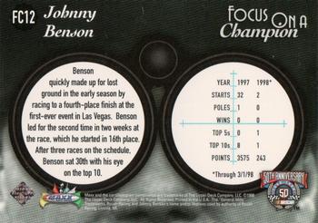 1998 Maxx - Focus on a Champion #FC12 Johnny Benson Back