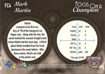 1998 Maxx - Focus on a Champion #FC4 Mark Martin Back
