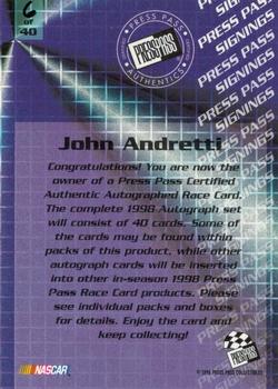 1998 Press Pass - Signings #6 John Andretti Back