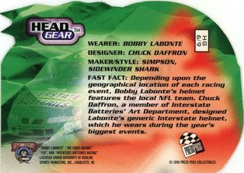 1998 Press Pass VIP - Head Gear Die Cuts #HG 6 Bobby Labonte Back