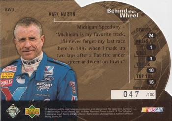 1998 SP Authentic - Behind the Wheel Die Cuts #BW3 Mark Martin Back